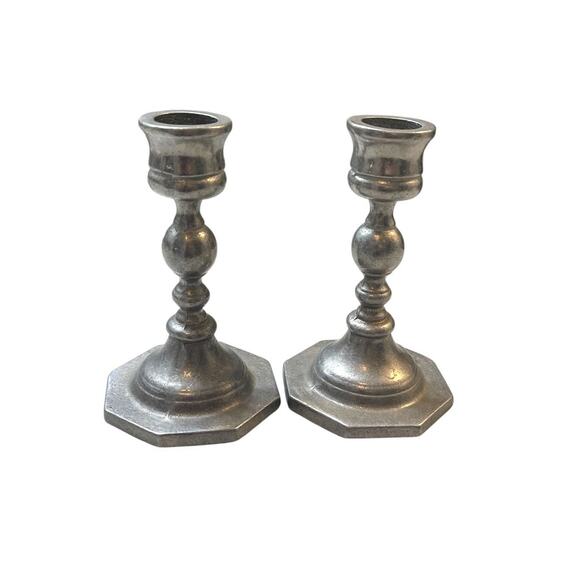 Vintage Canton Casting Stitesmetal Mini Pewter Candlesticks – Set of 2 - Picture 2 of 4